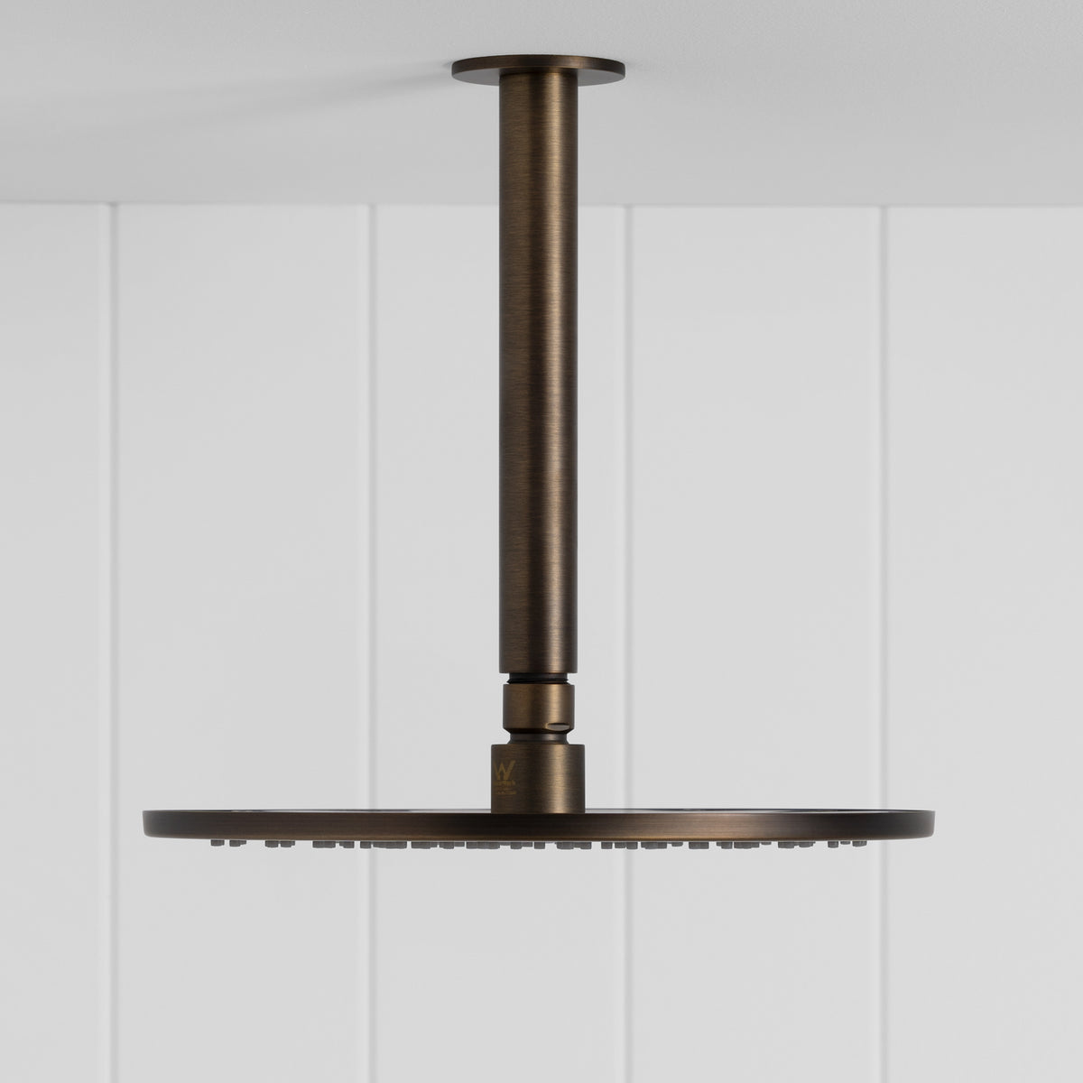 Lyon Ceiling Shower Arm and Head Antique Brass