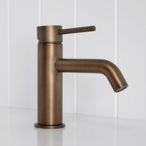 Vienna Short Basin Mixer — Antique Brass