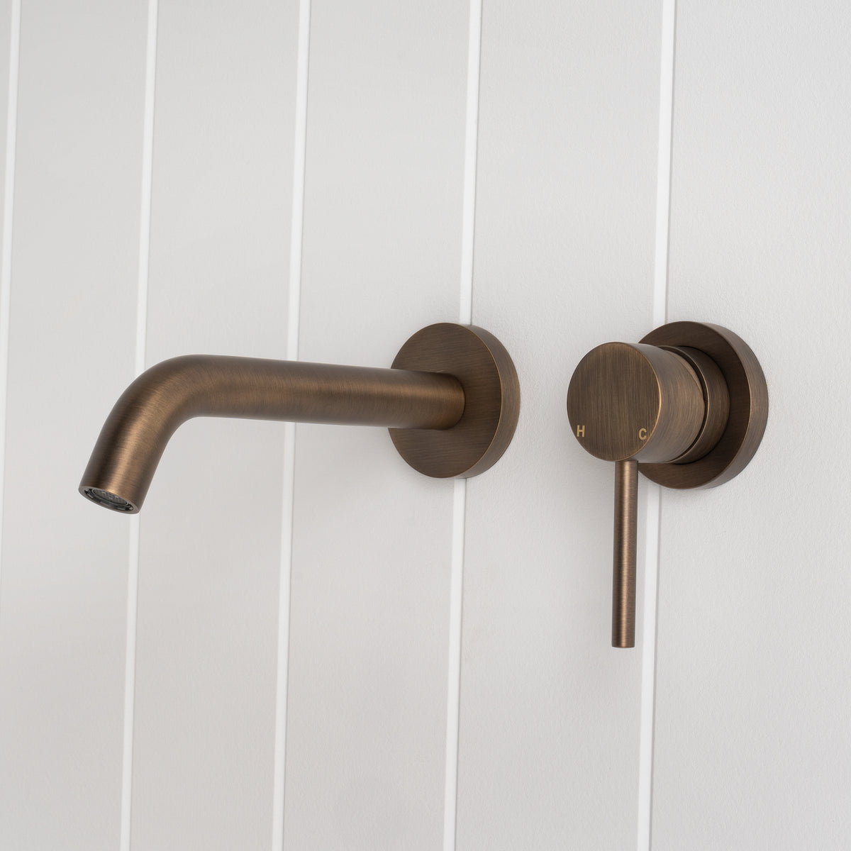 Milano Wall Spout Plus Wall Mixer - Antique Brass