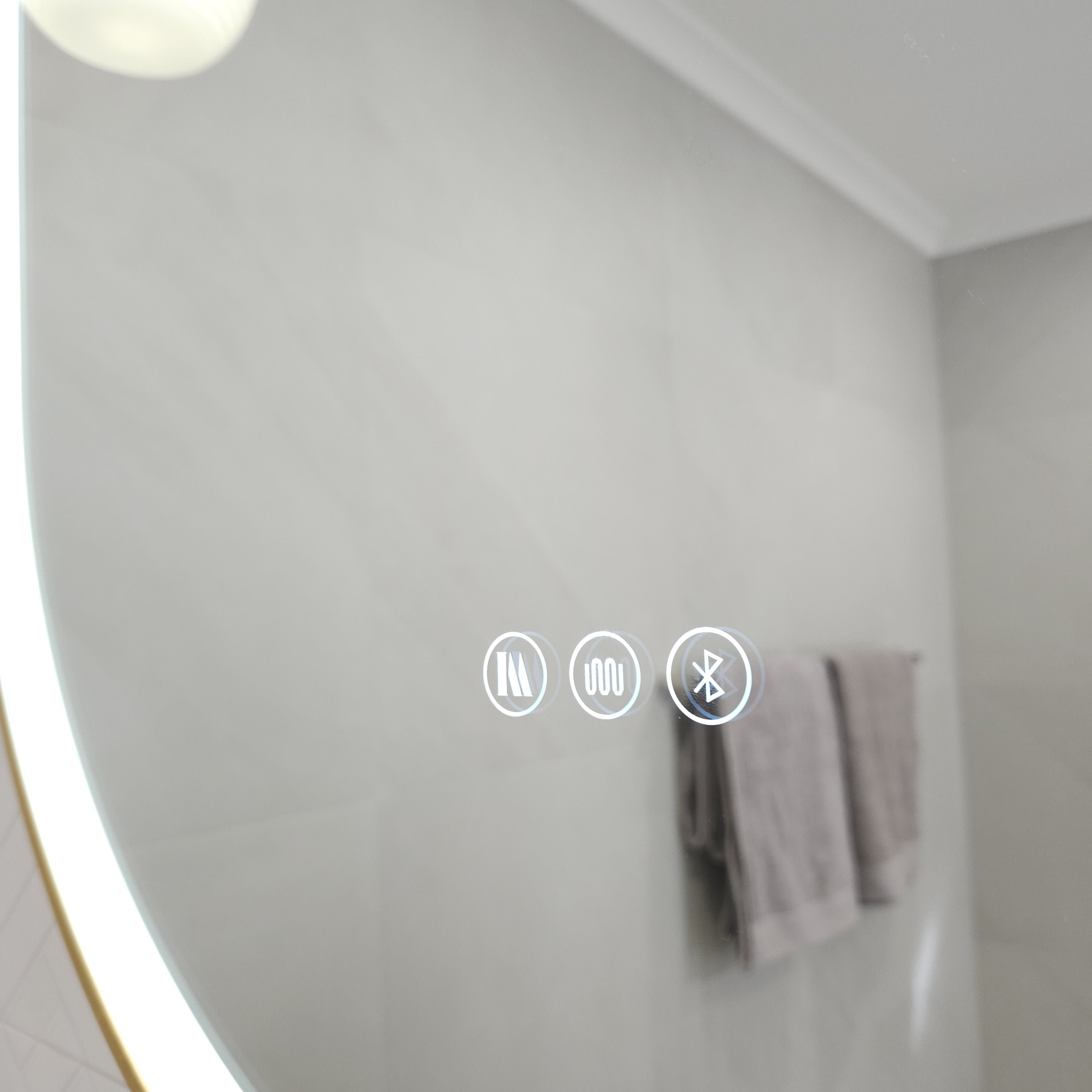 Zoomed-in View: Smart LED Mirror with Focused Touch Buttons