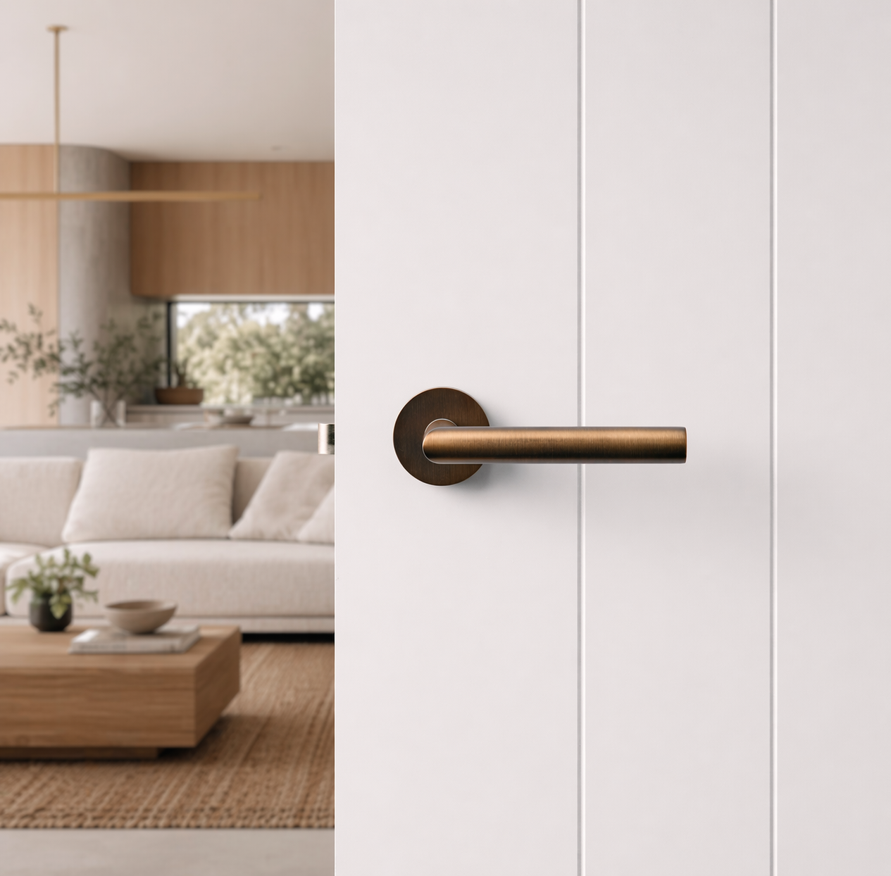 Santorini Door Handle Antique Brass