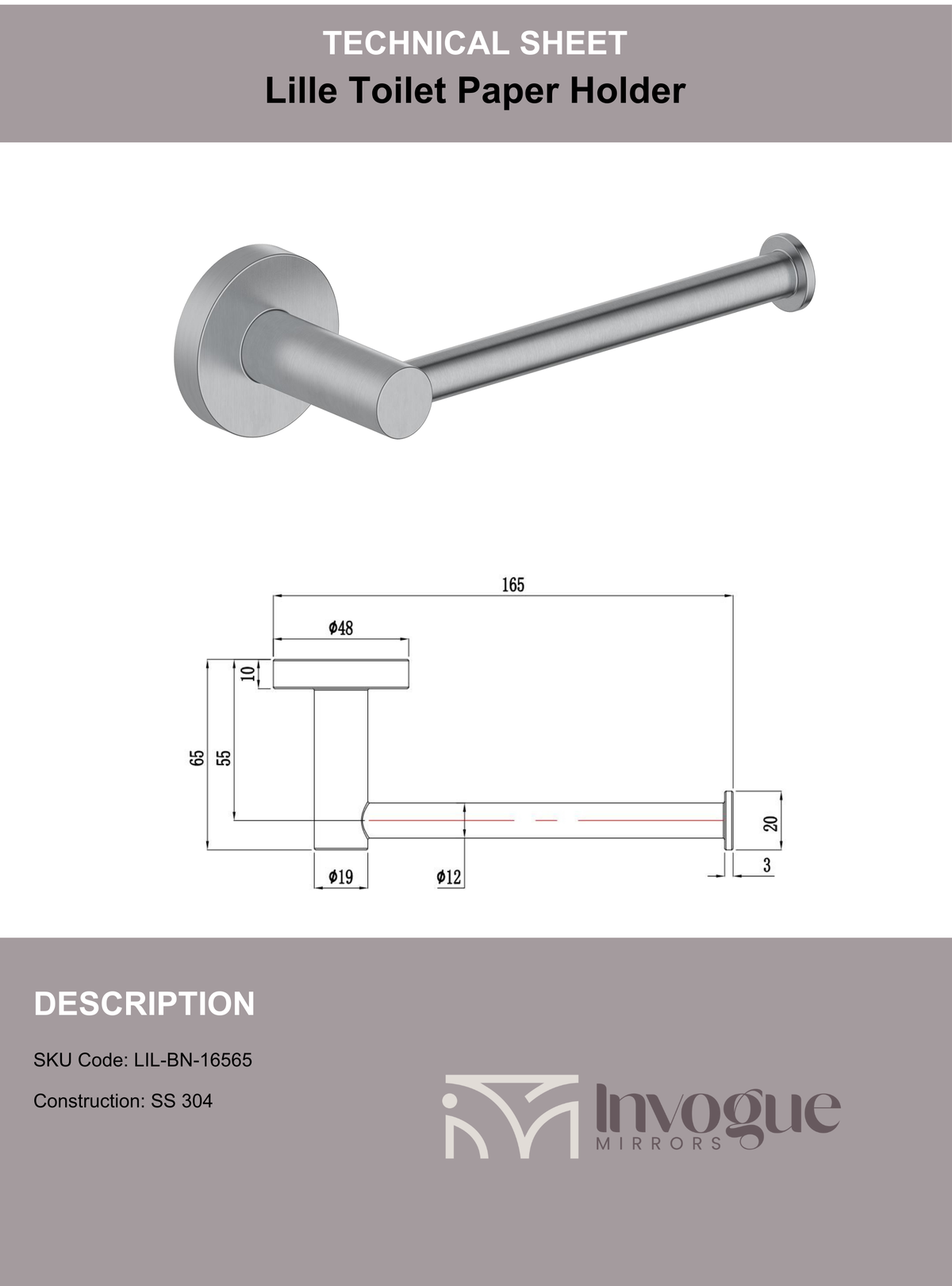 Lille Toilet Roll Holder - Antique Brass
