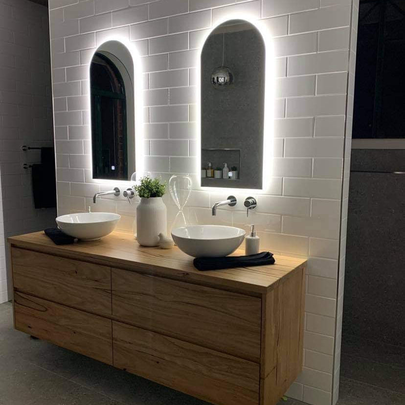 Entrance Area with Aesthetic Vanity Foyer in a Couple's Bathroom, Featuring Open Passages