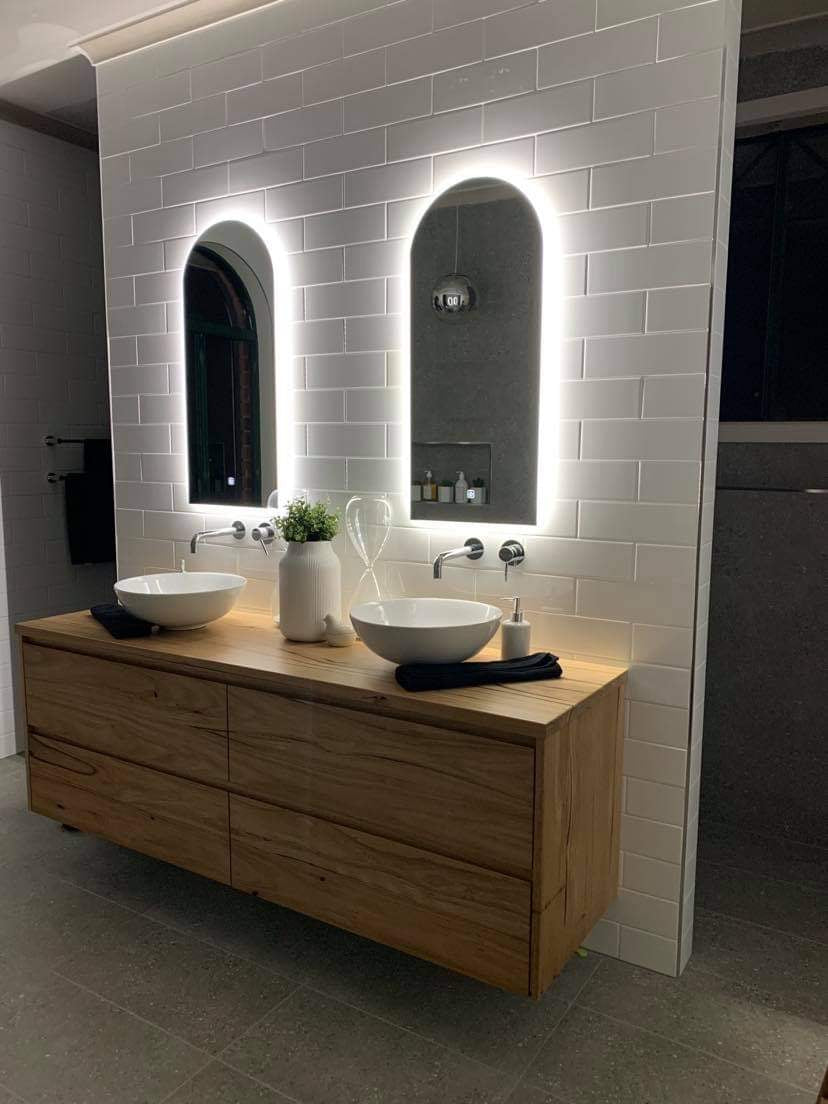 Entrance Area with Aesthetic Vanity Foyer in a Couple's Bathroom, Featuring Open Passages
