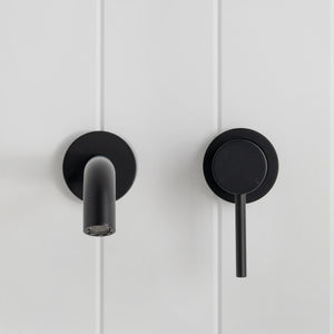 Milano Wall Spout Plus Wall Mixer — Matte Black
