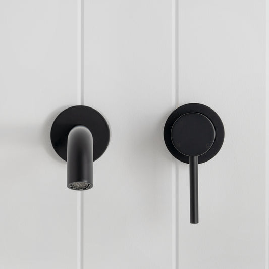 Milano Wall Spout Plus Wall Mixer Matte Black