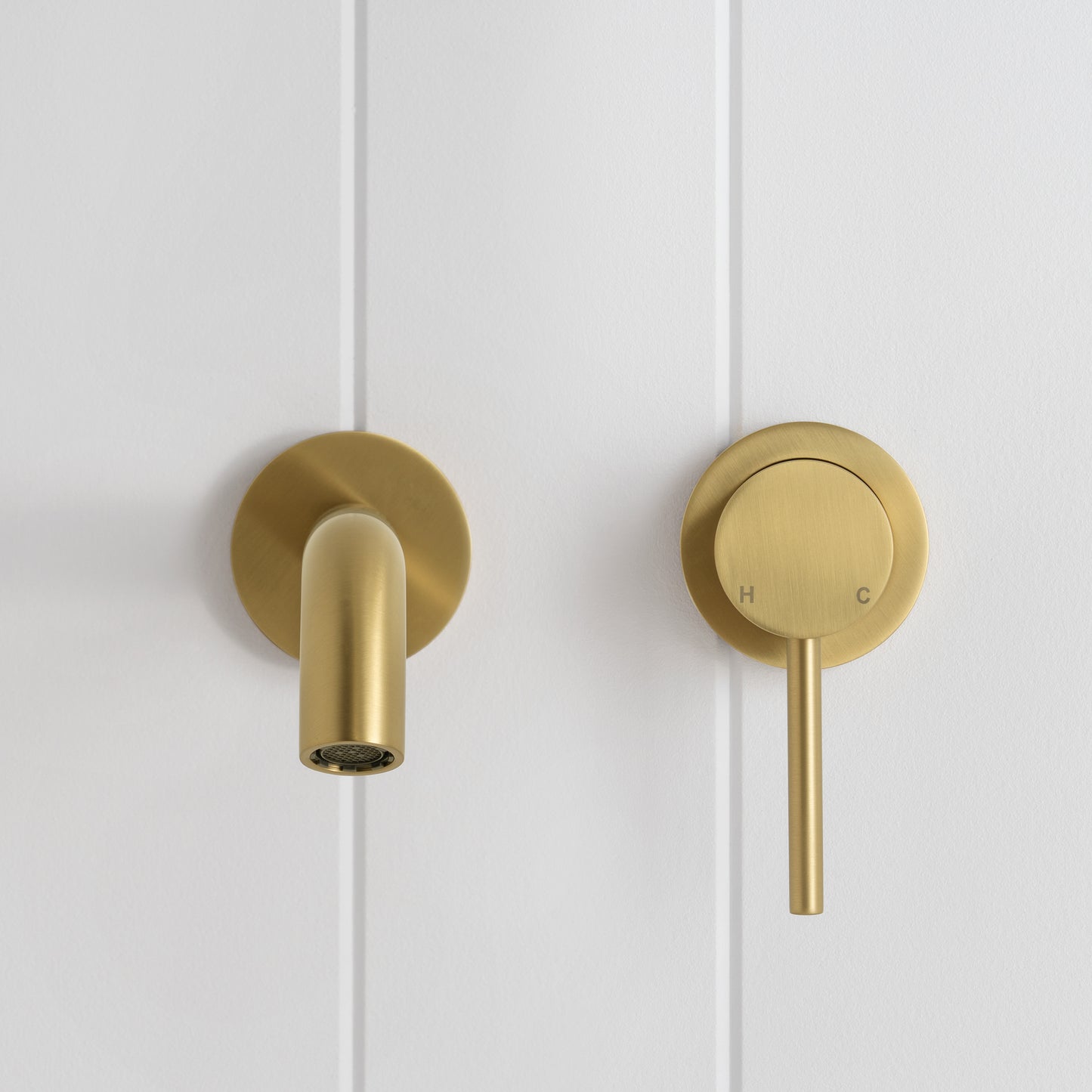 Milano Wall Spout Plus Wall Mixer Brushed Brass