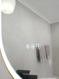 Zoomed-in View: Smart LED Mirror with Focused Touch Buttons