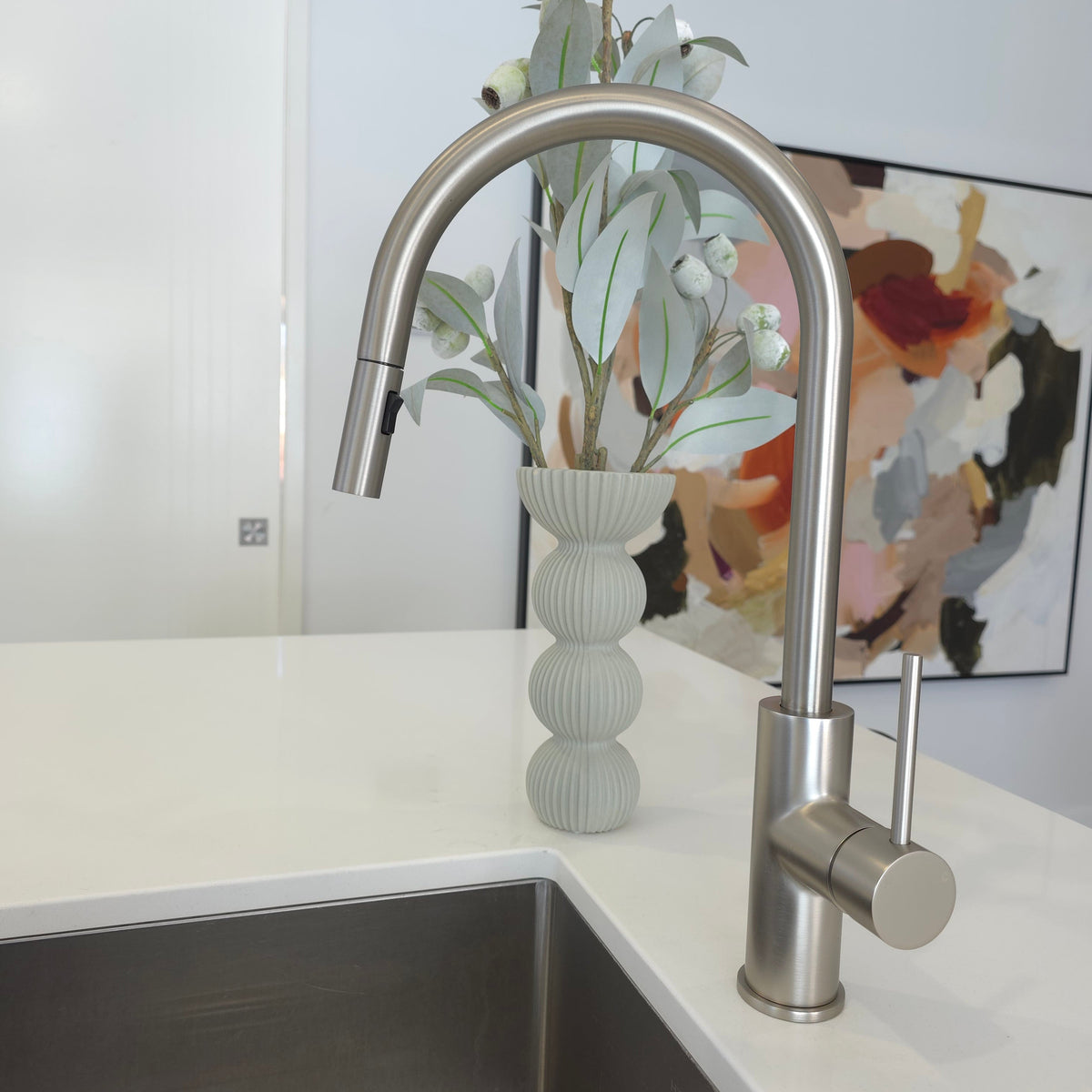Porto Pull-Out Kitchen Mixer Brushed Nickel