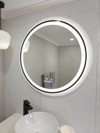 InVogue Smart LED Mirror Bringing Light to White-Themed Powder Room