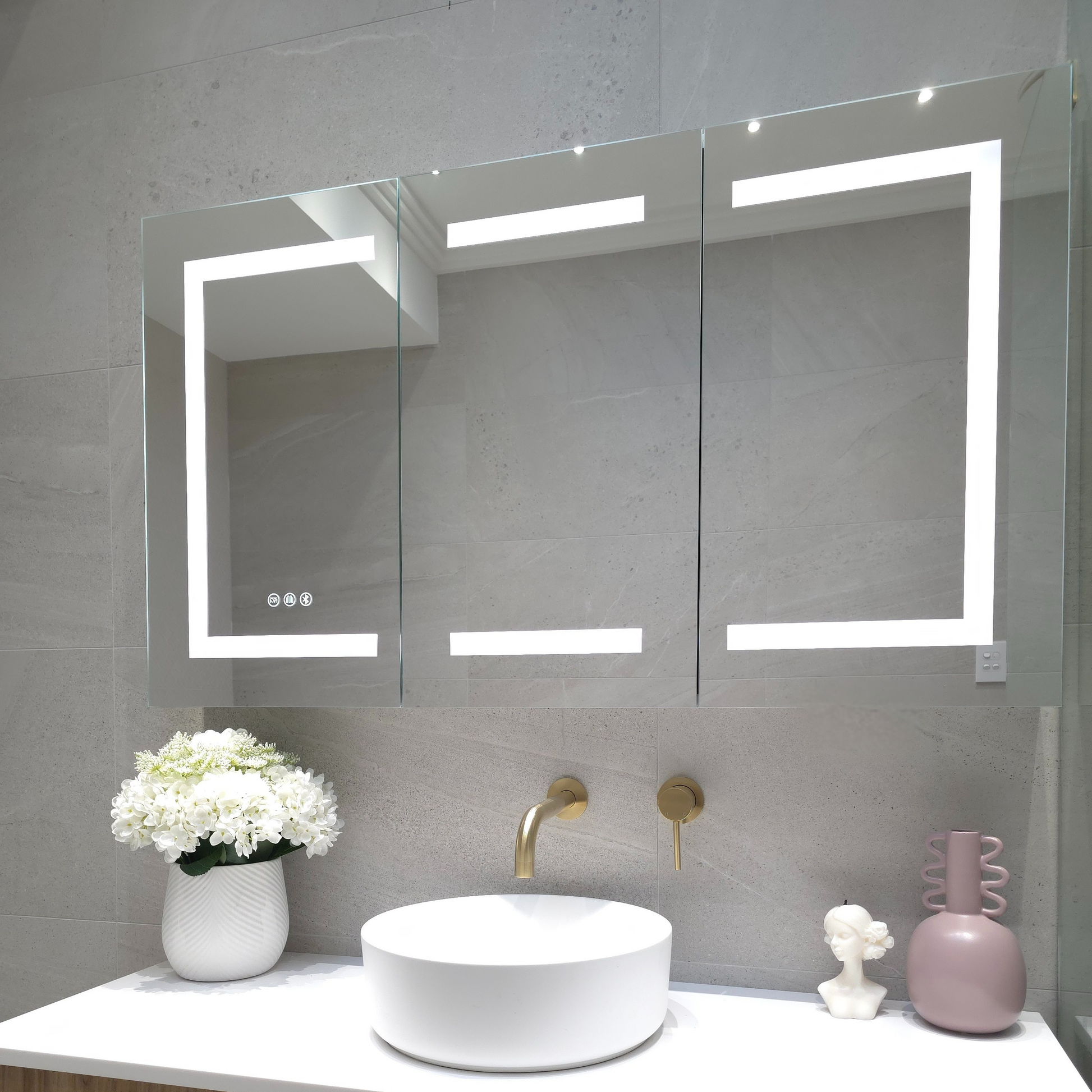 Front view of Rectangle frameless LED bathroom cabinet by Invogue Mirrors and Bathware