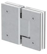 Geneva Shower Hinge Glass to Glass in Chrome, front view of both hinge leaves