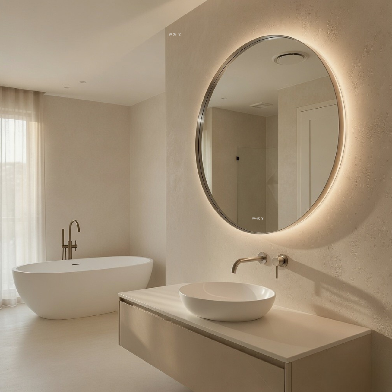 Antique Brass Framed LED Bathroom Mirror | Capri Round | Invogue ...