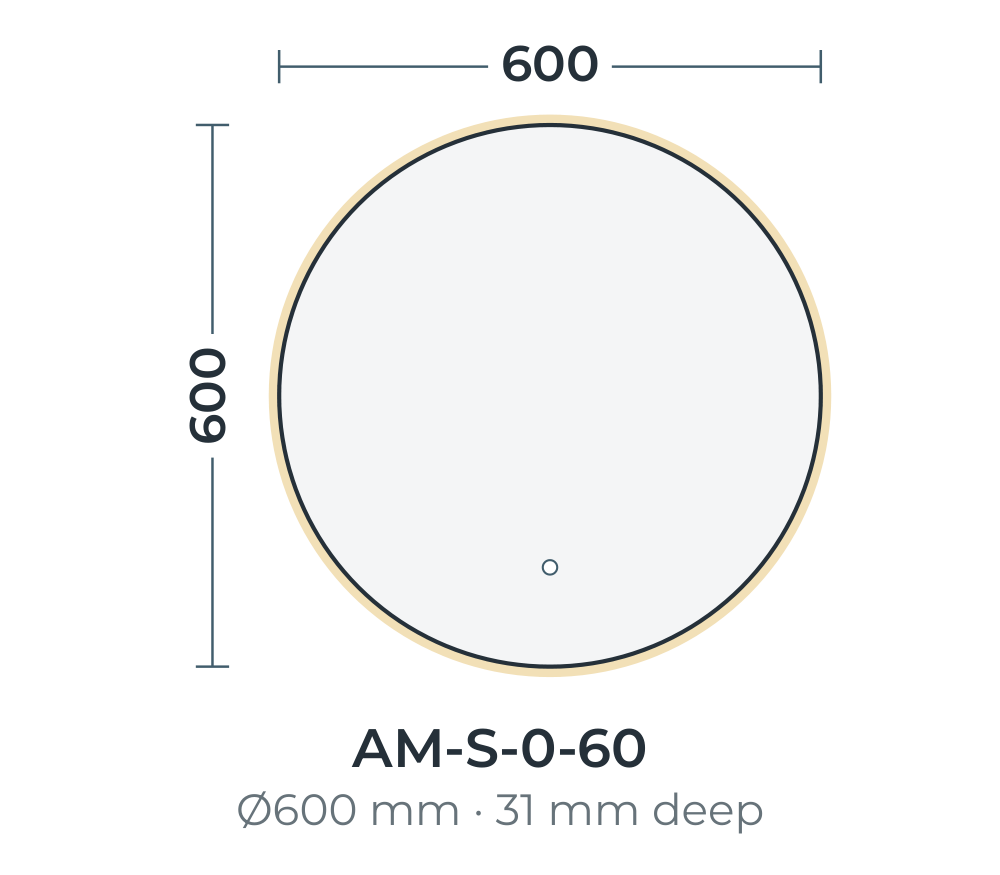 Amalfi Ambient backlit mirror dimensions, 600 mm diameter