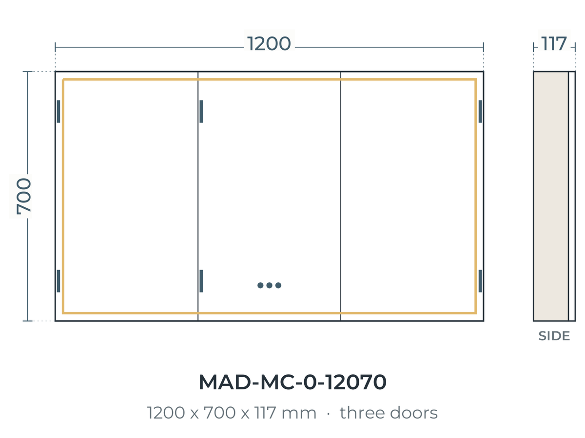 Madrid Cabinet 1200 × 700 × 117 mm dimensions