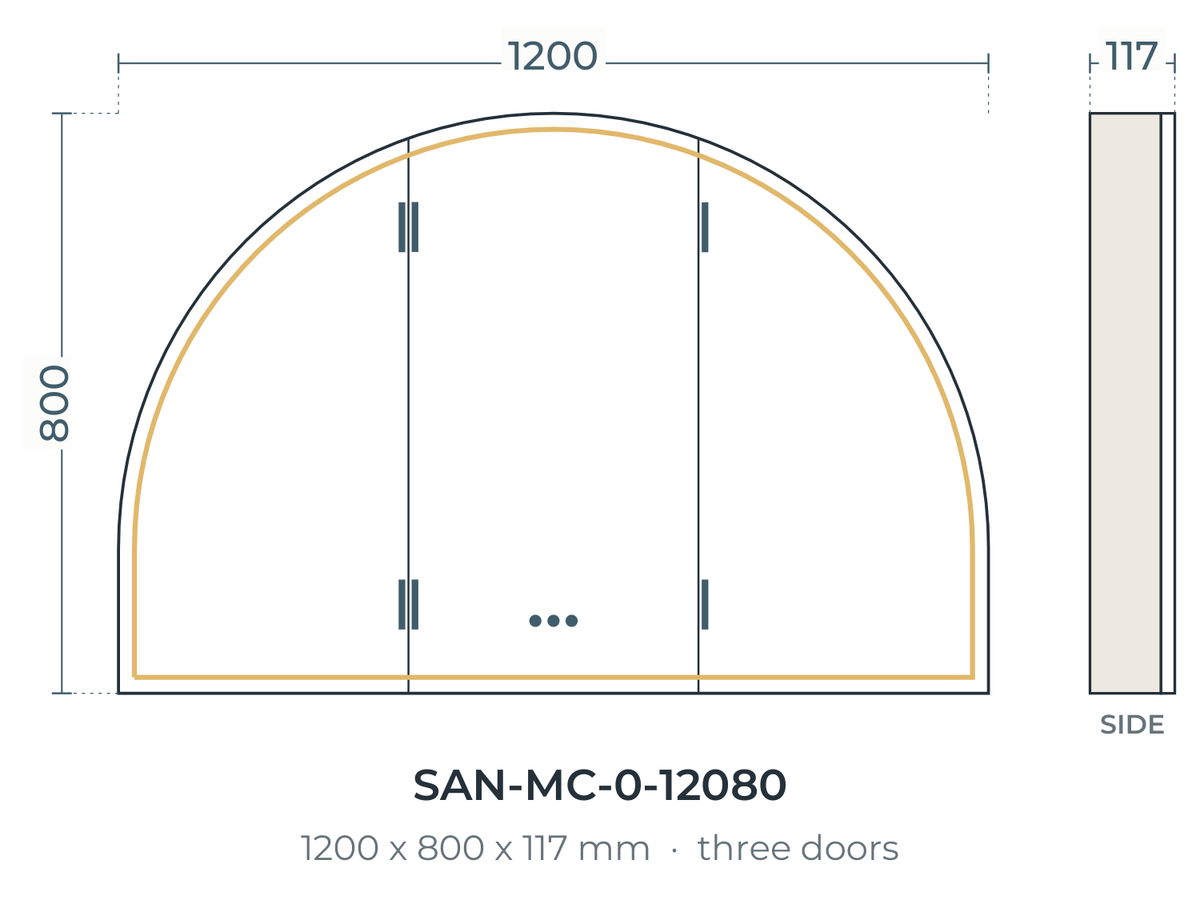 Santander mirror cabinet dimensions, 1200 x 800 x 117 mm