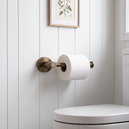 Lille Toilet Roll Holder in Antique Brass in a bathroom