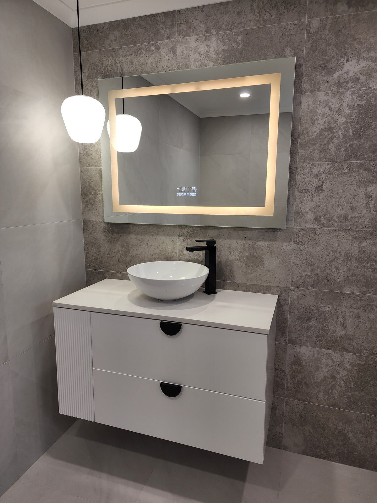 Stylish Vanity Corner in Greyish Beige Bathroom